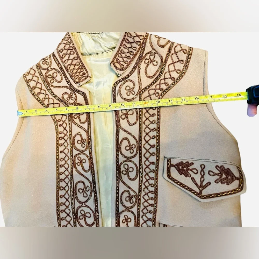 Romanian Waistcoat, men’s medium, felted wool, brown and tan